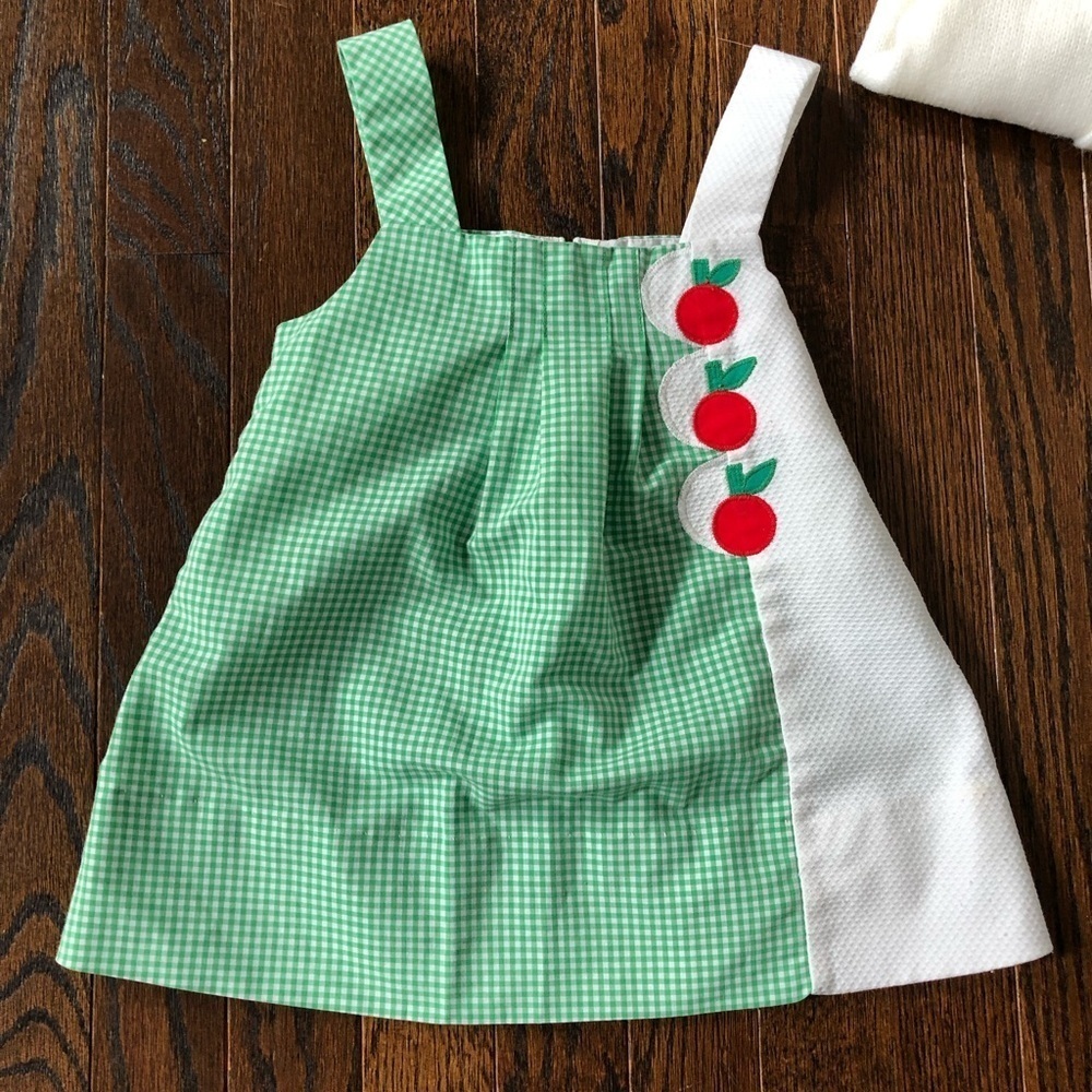 Vintage Florence Eiseman Girls 2T Cherries Sweater w/Green/White Gingham Jumper - Picture 11 of 16